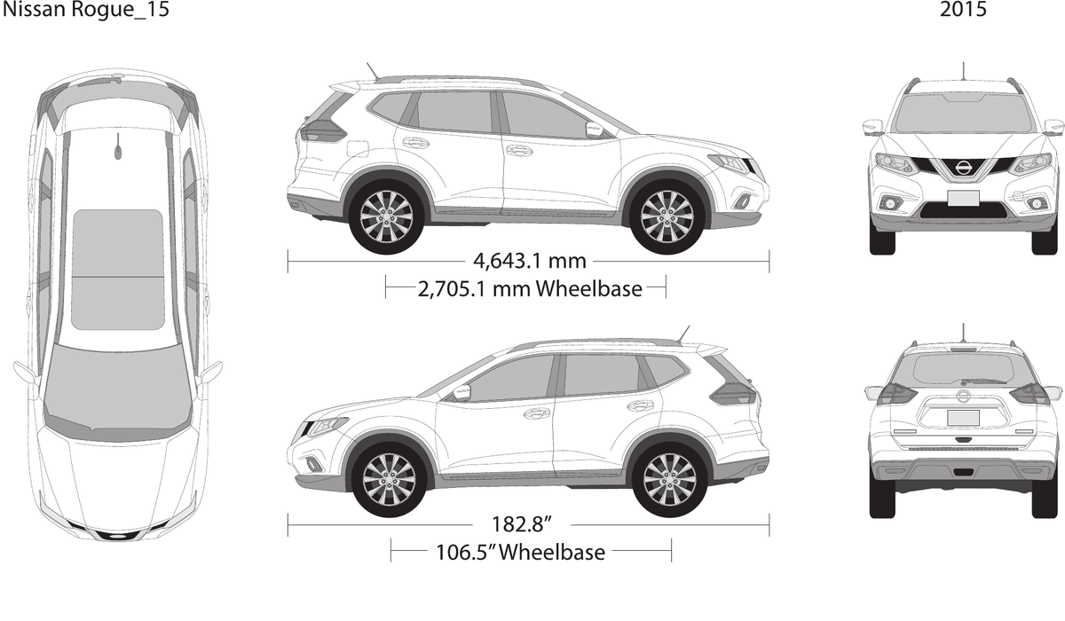 2015 Nissan Rogue vector wrap template, Design-Ready PDF - GravBase