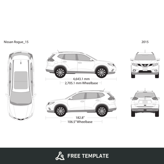 2015 Nissan Rogue free vector vehicle wrap template - GravBase