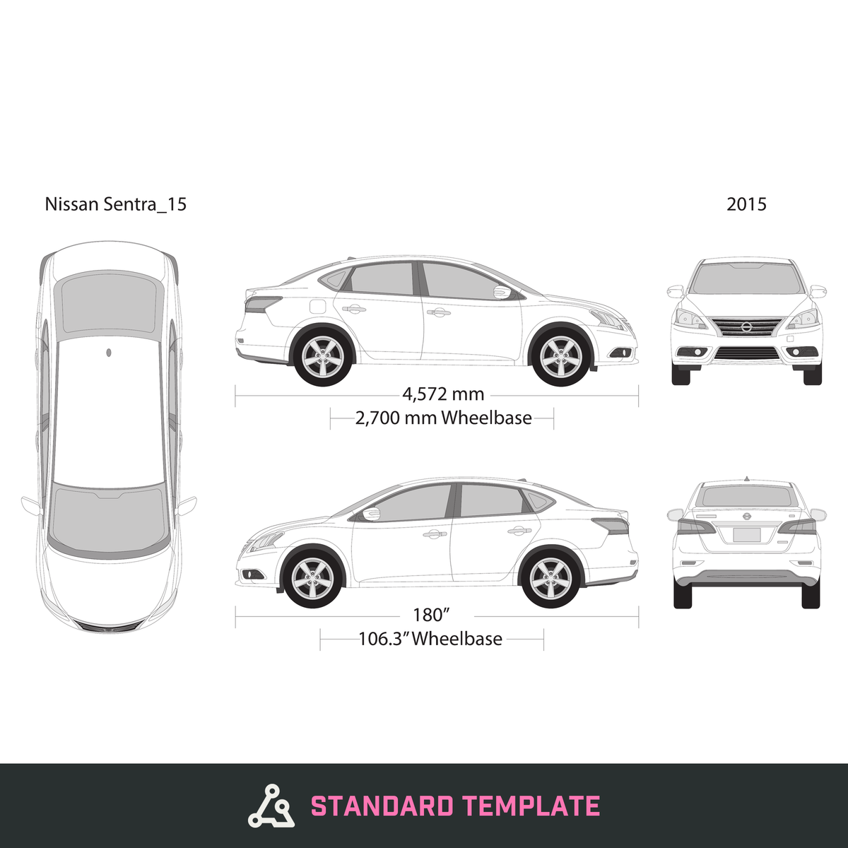 2015 Nissan Sentra vector wrap template, Design-Ready PDF - GravBase