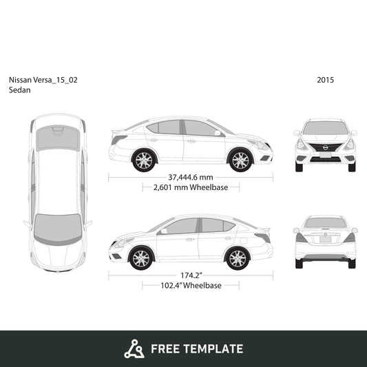 2015 Nissan Versa Sedan free vector vehicle wrap template - GravBase