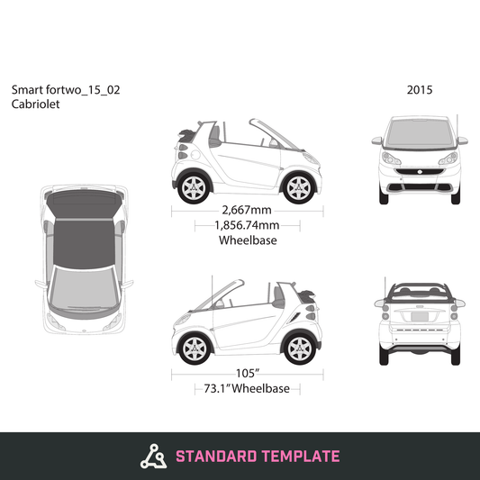 2015 Smart Fortwo Cabriolet vector wrap template, Design-Ready PDF - GravBase