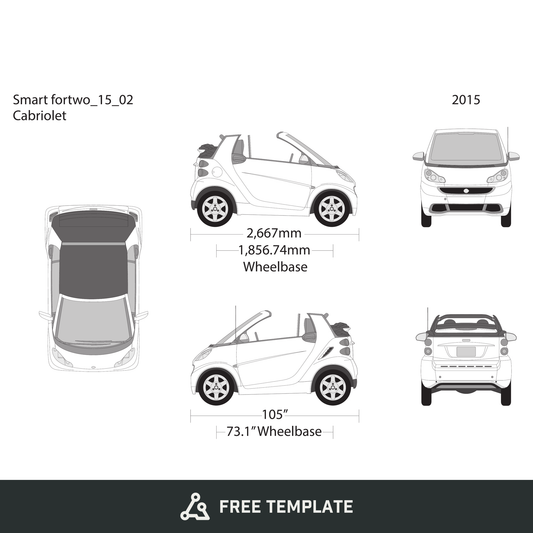 2015 Smart Fortwo Cabriolet free vector vehicle wrap template - GravBase
