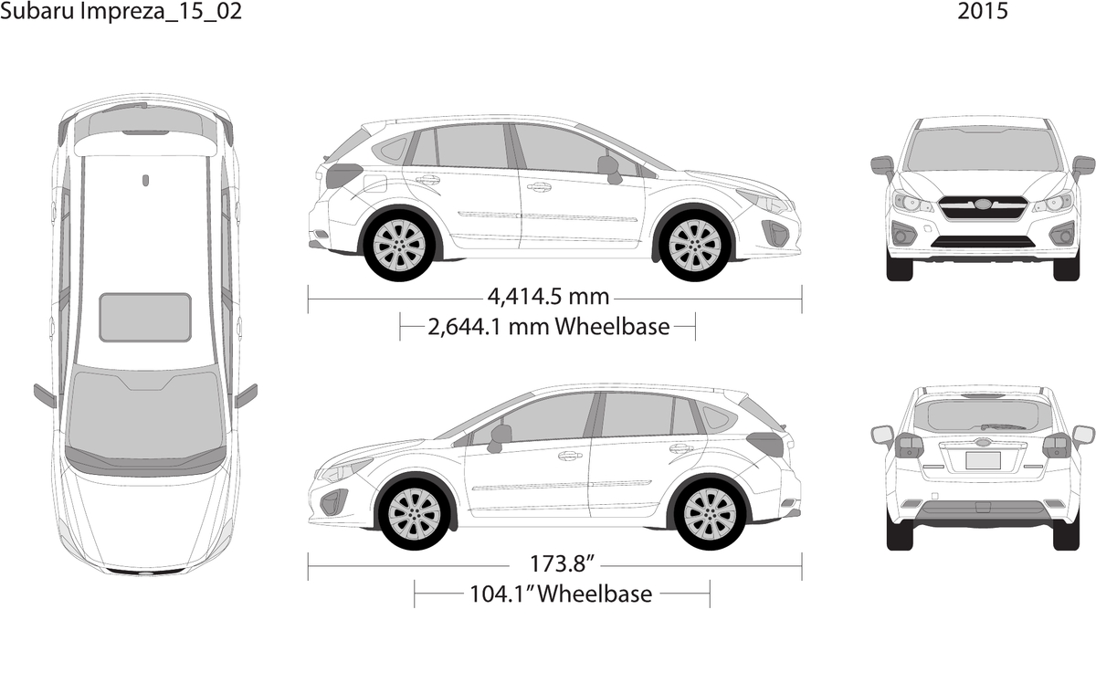 2015 Subaru Impreza vector wrap template V02, Design-Ready PDF - GravBase