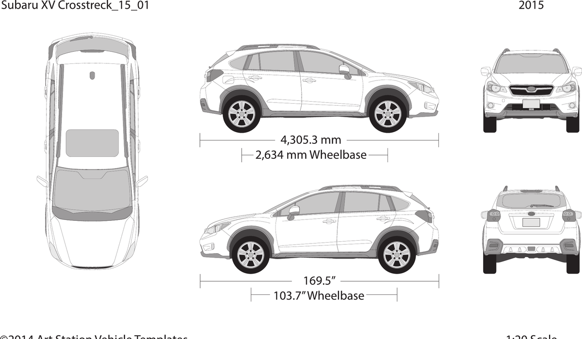 2015 Subaru XV Crosstrek Vector Wrap Template - GravBase