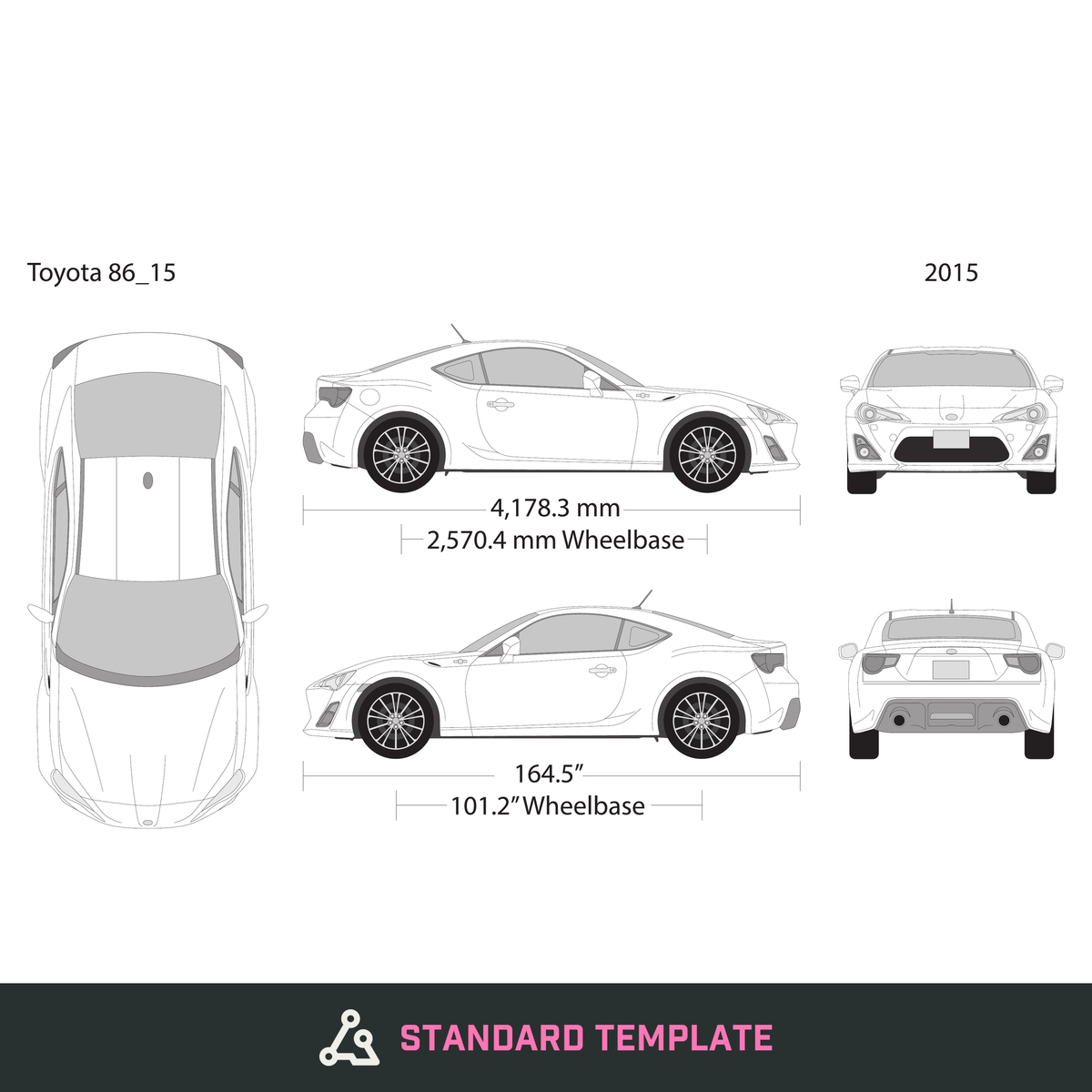 2015 Toyota 86 vector wrap template, Design-Ready PDF - GravBase