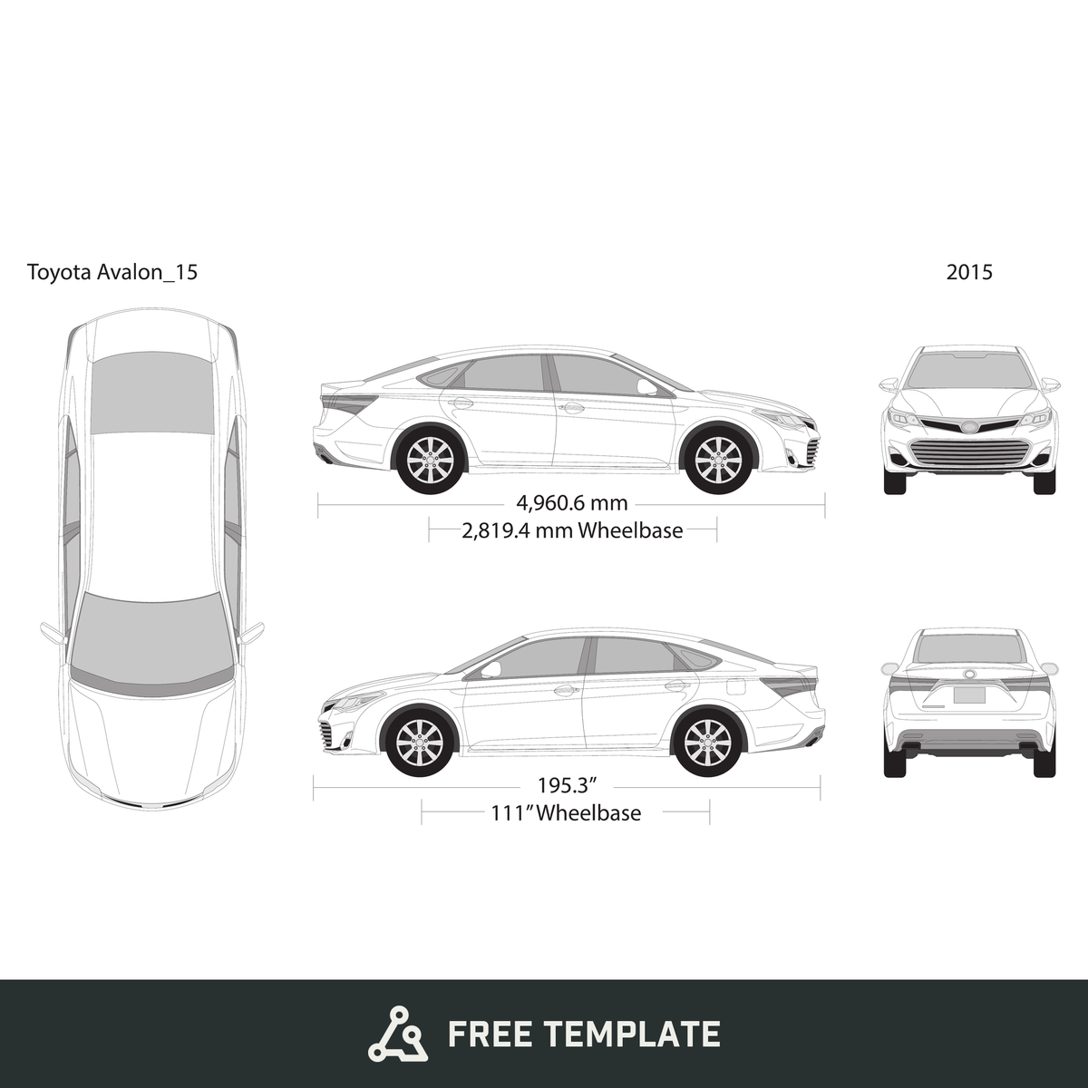 2015 Toyota Avalon free vector vehicle wrap template - GravBase