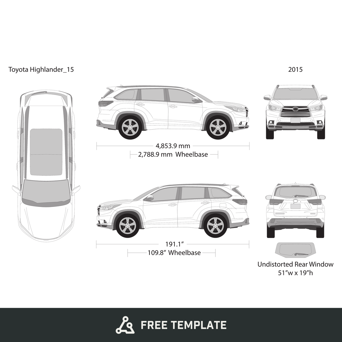 2015 Toyota Highlander free vector vehicle wrap template - GravBase
