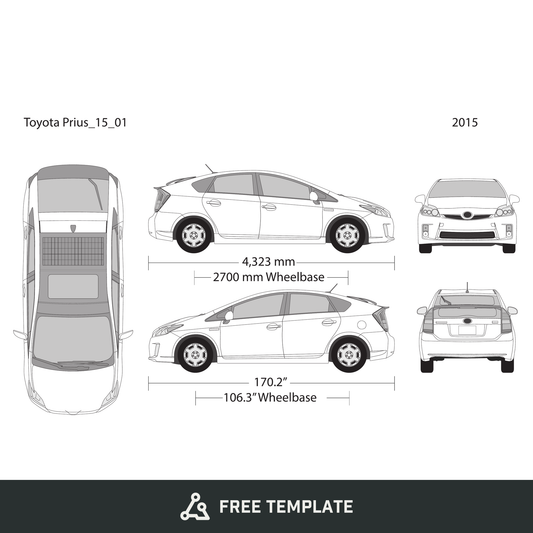 2015 Toyota Prius free vector vehicle wrap template - GravBase