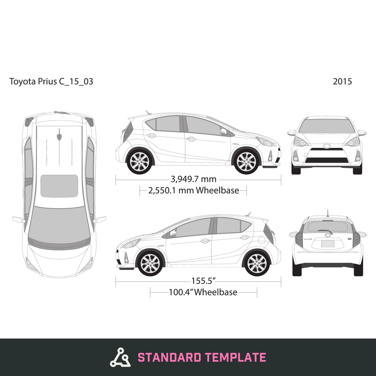 2015 Toyota Prius vector wrap template V03, Design-Ready PDF - GravBase