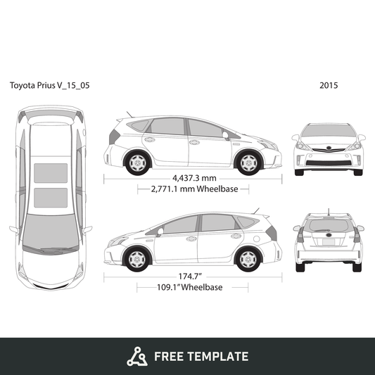 2015 Toyota Prius free vector vehicle wrap template - GravBase