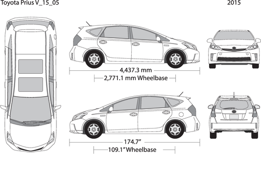 2015 Toyota Prius V05 Vehicle Wrap Template