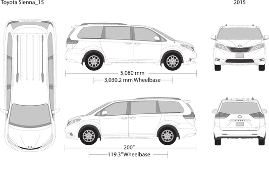 2015 Toyota Sienna Vector Wrap Template - GravBase