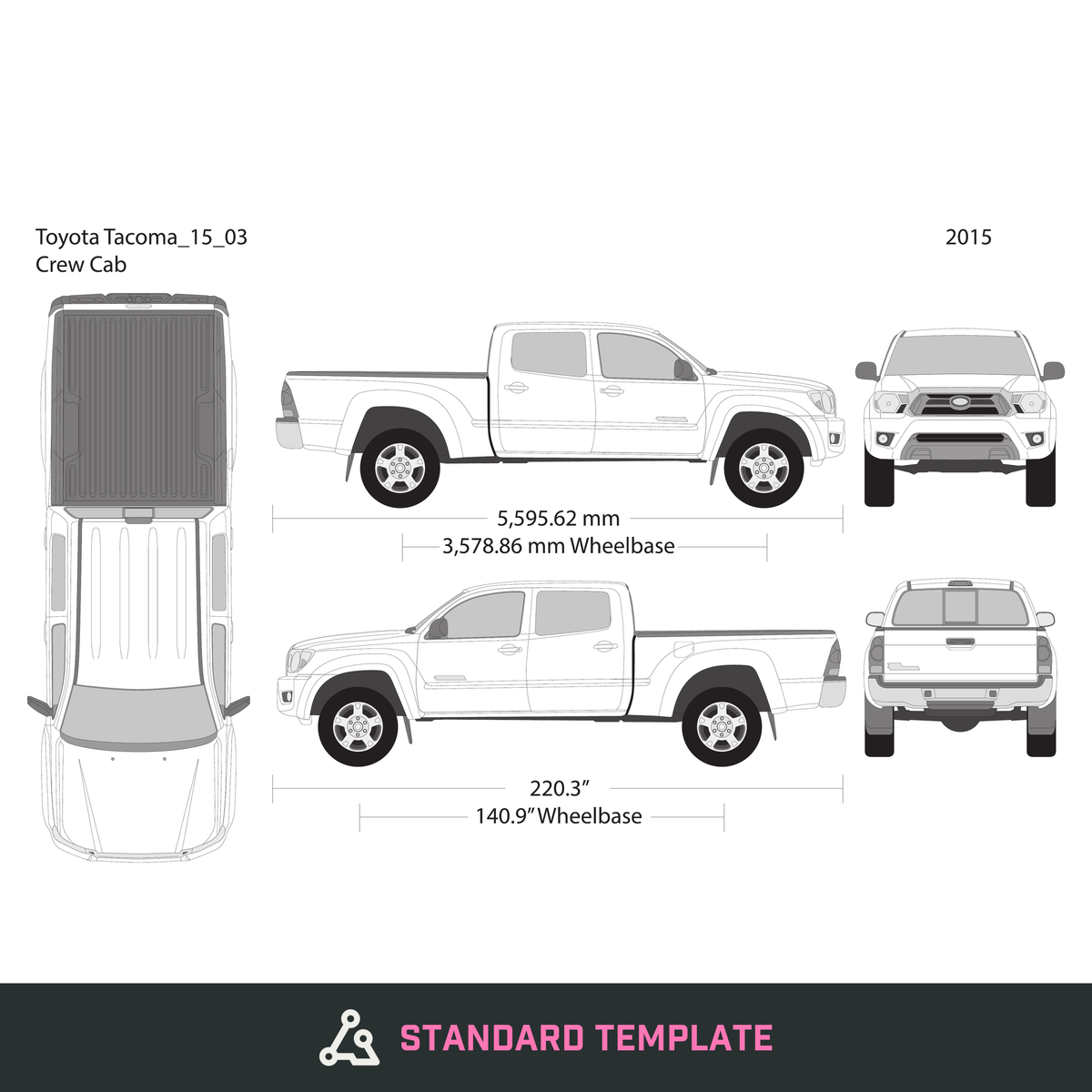 2015 Toyota Tacoma vector wrap template V03, Design-Ready PDF - GravBase