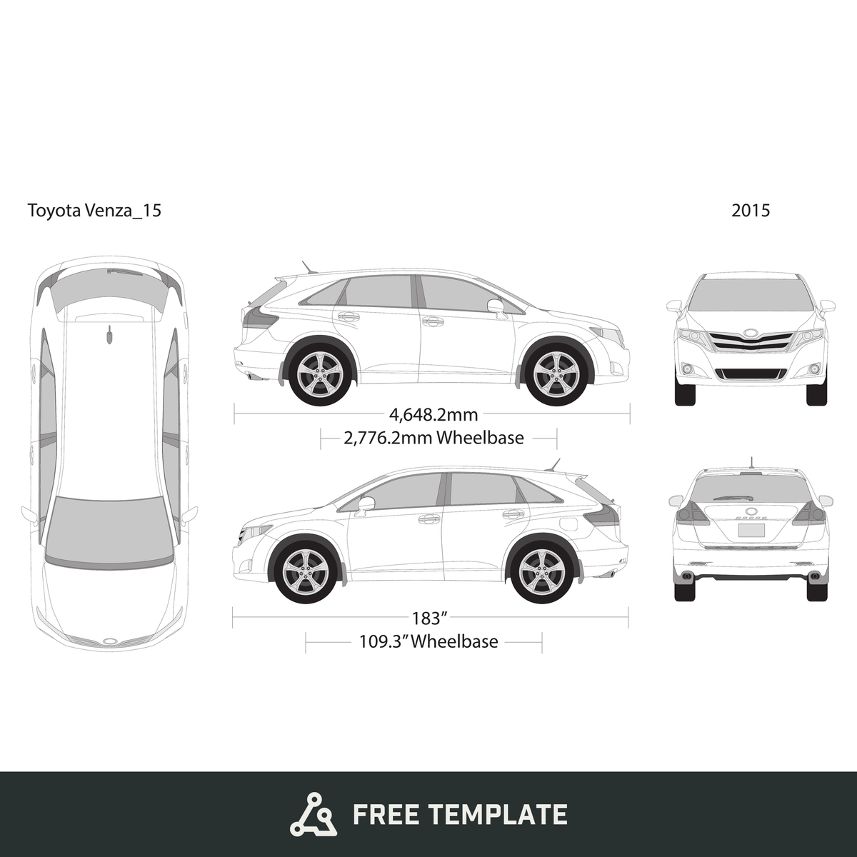 2015 Toyota Venza free vector vehicle wrap template - GravBase