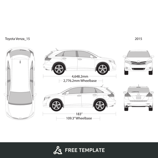 2015 Toyota Venza free vector vehicle wrap template - GravBase
