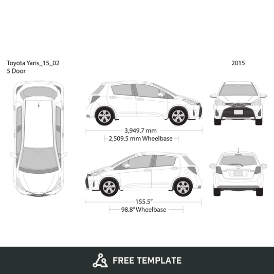 2015 Toyota Yaris free vector vehicle wrap template - GravBase
