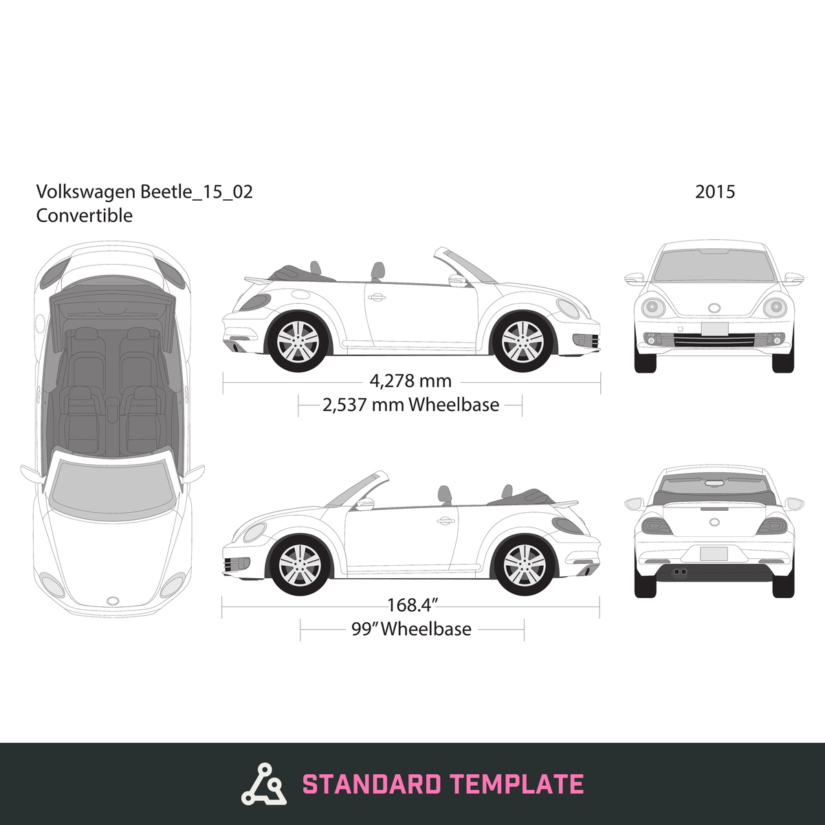 2015 Volkswagen Beetle vector wrap template V02, Design-Ready PDF - GravBase