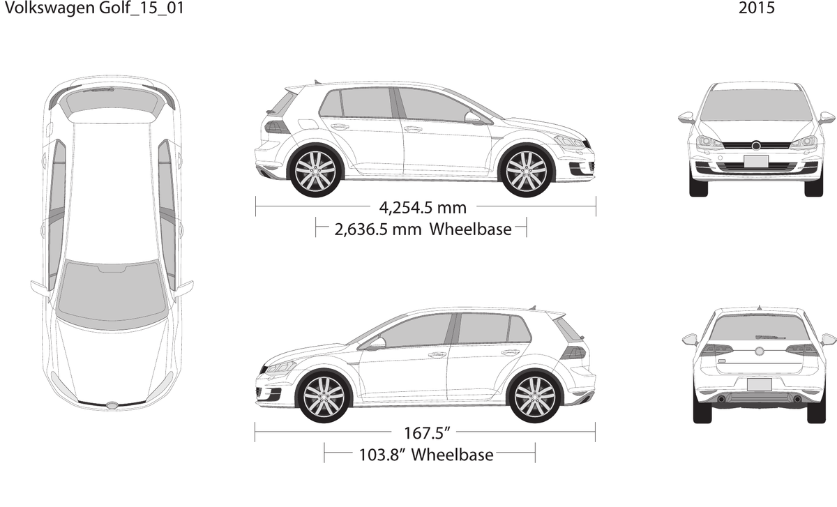 2015 Volkswagen Golf vector wrap template V01, Design-Ready PDF - GravBase