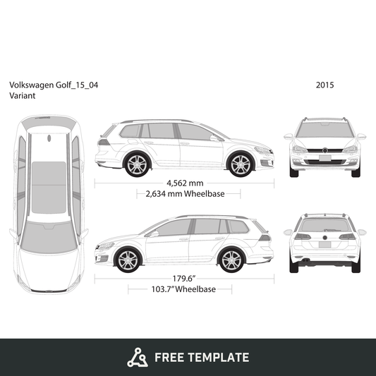 2015 Volkswagen Golf free vector vehicle wrap template - GravBase