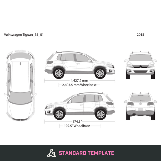2015 Volkswagen Tiguan vector wrap template, Design-Ready PDF - GravBase