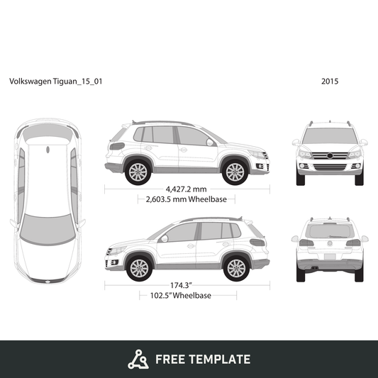 2015 Volkswagen Tiguan free vector vehicle wrap template - GravBase