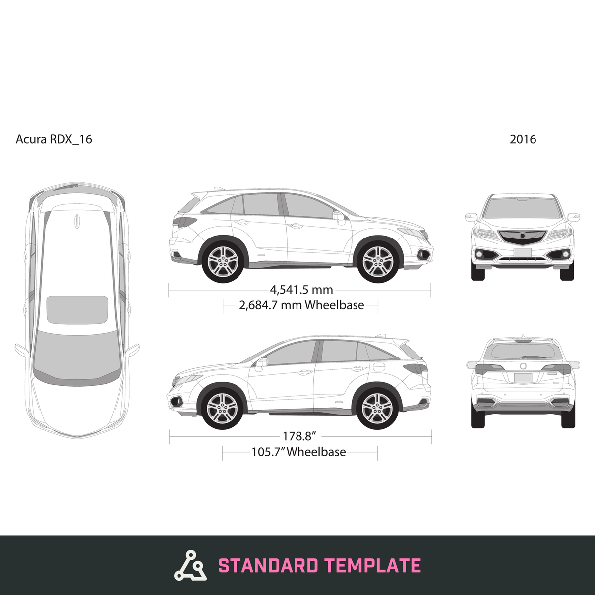 2016 Acura RDX vector wrap template, Design-Ready PDF - GravBase
