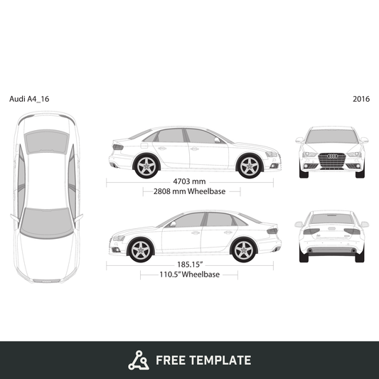 2016 Audi A4 free vector vehicle wrap template - GravBase