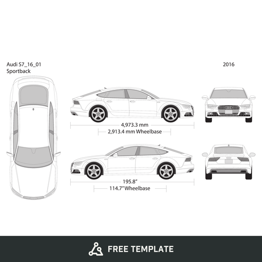 2016 Audi S7 free vector vehicle wrap template - GravBase
