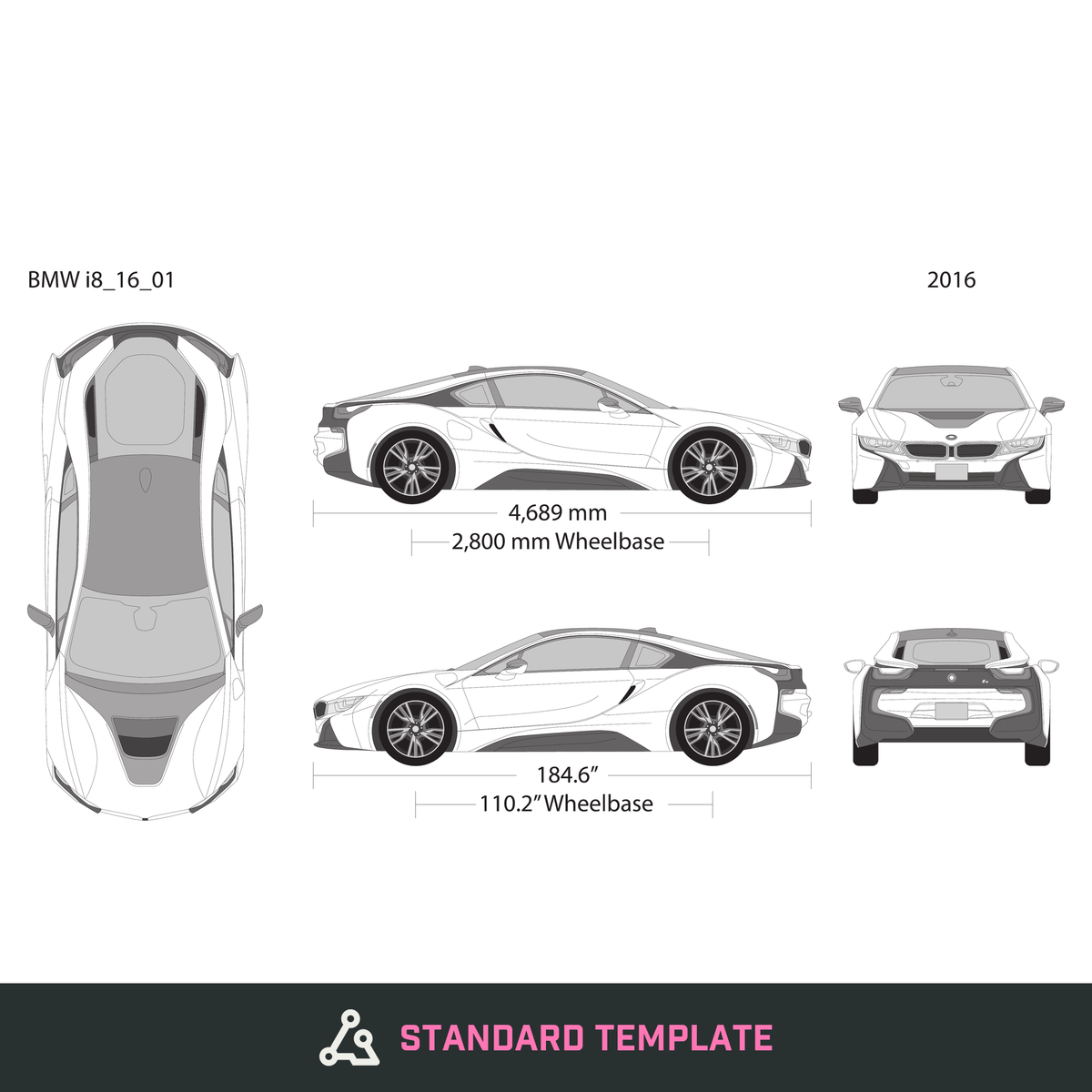 2016 BMW I8 vector wrap template, Design-Ready PDF - GravBase
