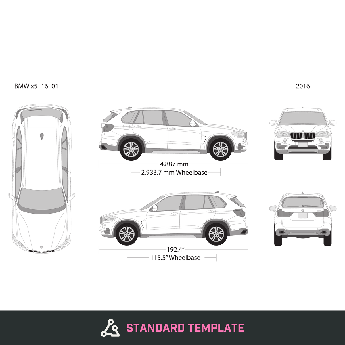 2016 BMW X5 vector wrap template, Design-Ready PDF - GravBase