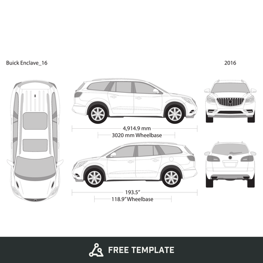 2016 Buick Enclave free vector vehicle wrap template - GravBase
