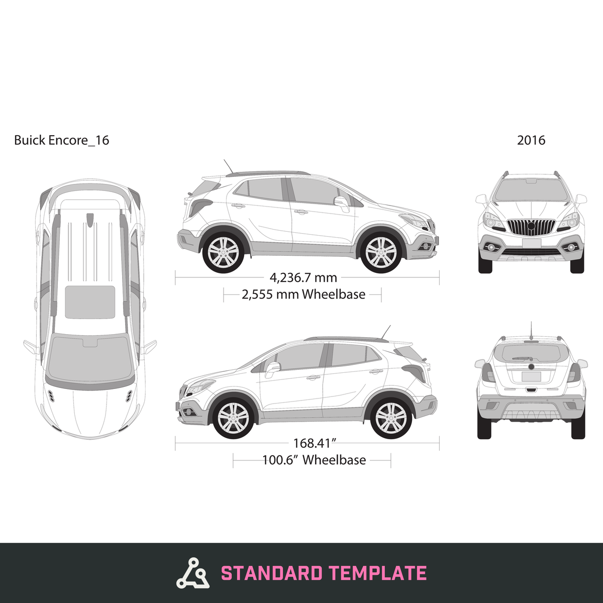 2016 Buick Encore vector wrap template, Design-Ready PDF - GravBase