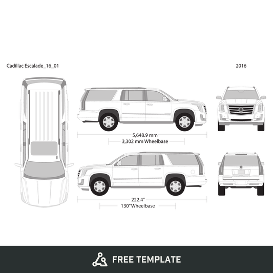 2016 Cadillac Escalade free vector vehicle wrap template - GravBase