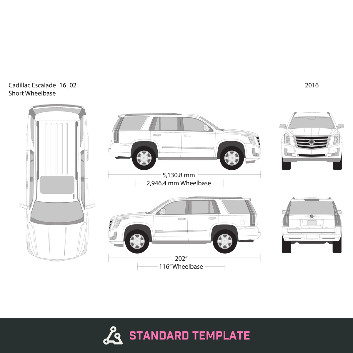 2016 Cadillac Escalade vector wrap template V02, Design-Ready PDF - GravBase
