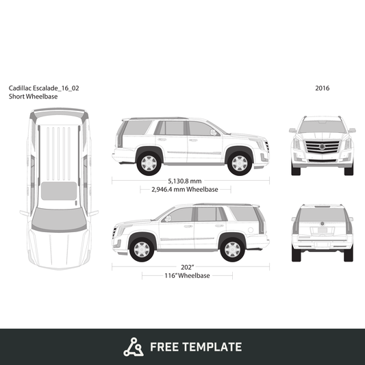 2016 Cadillac Escalade free vector vehicle wrap template - GravBase