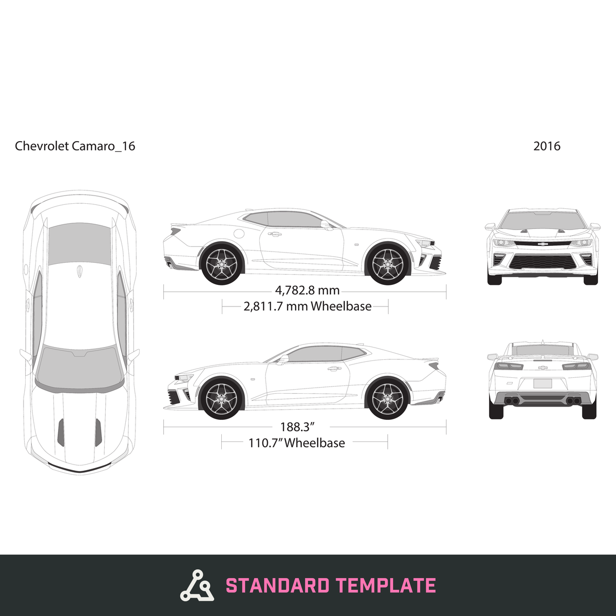 2016 Chevy Camaro vector wrap template, Design-Ready PDF - GravBase