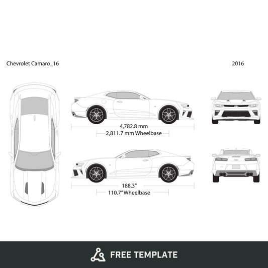 2016 Chevy Camaro free vector vehicle wrap template - GravBase