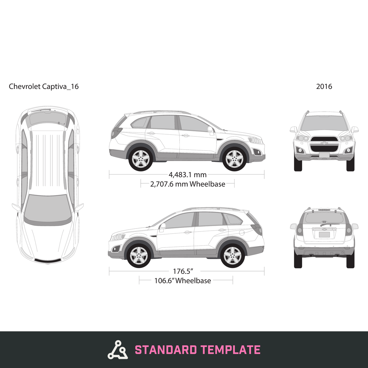 2016 Chevy Captiva vector wrap template, Design-Ready PDF - GravBase