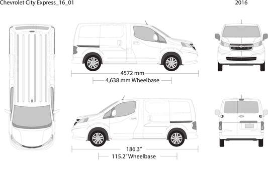 2016 Chevy City Express vector wrap template, Design-Ready PDF - GravBase