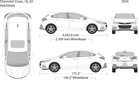 2016 Chevy Cruze vector wrap template V02, Design-Ready PDF - GravBase