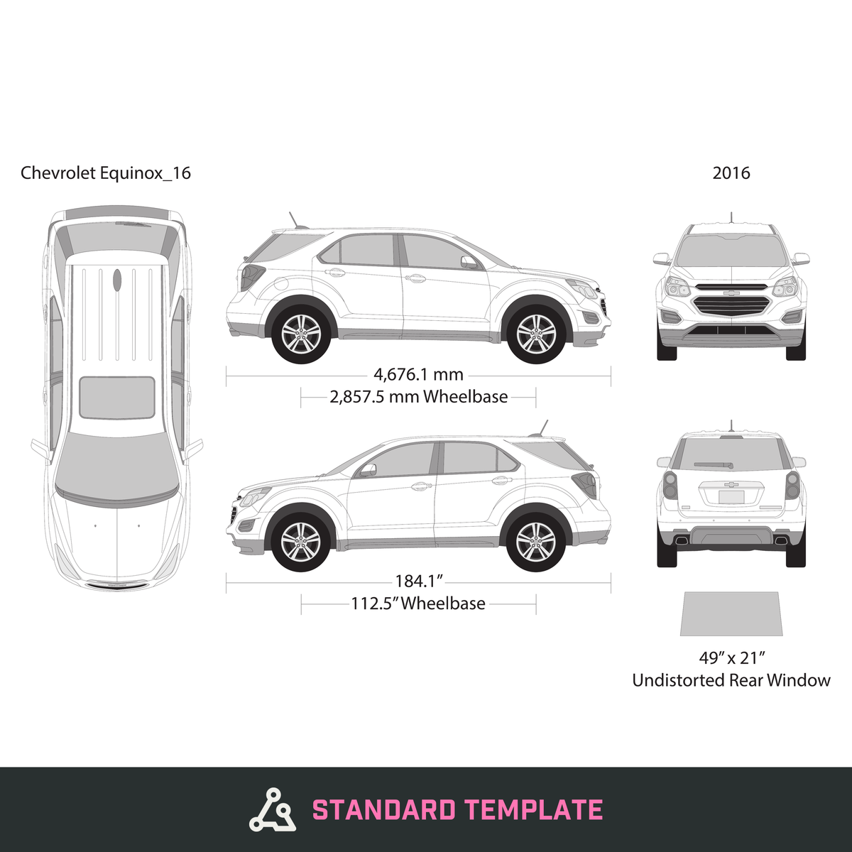 2016 Chevy Equinox vector wrap template, Design-Ready PDF - GravBase