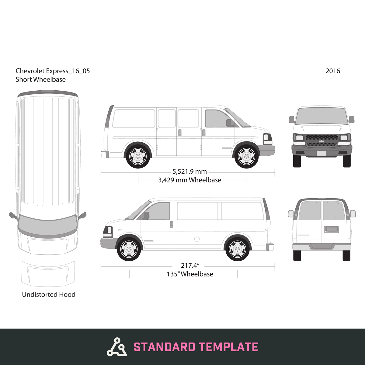 2016 Chevy Express vector wrap template V05, Design-Ready PDF - GravBase