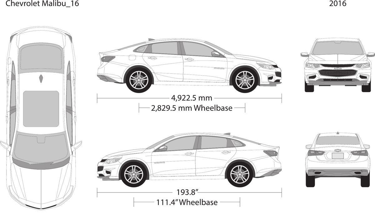2016 Chevy Malibu Vector Wrap Template - GravBase