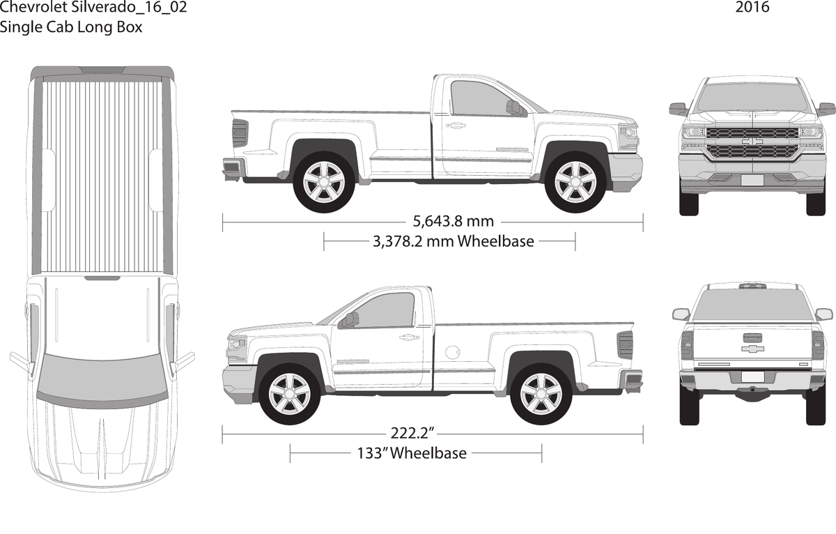 2016 Chevy Silverado 1500 vector wrap template V02, Design-Ready PDF - GravBase