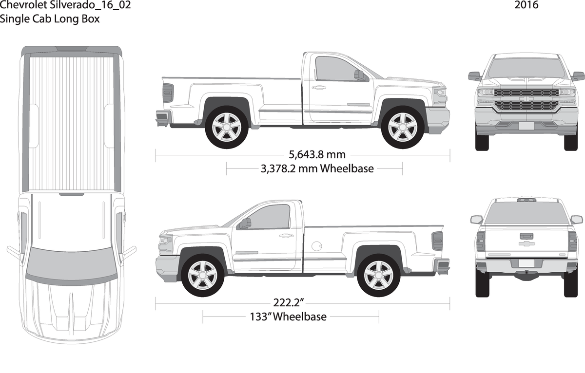 2016 Chevy Silverado 1500 V02 Vehicle Wrap Template