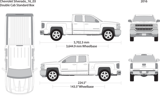 2016 Chevy Silverado 1500 V03 Vehicle Wrap Template