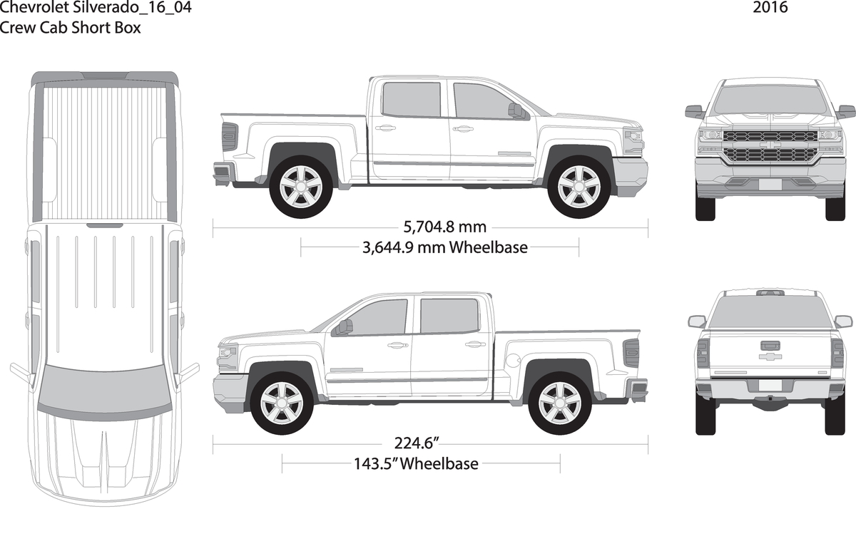 2016 Chevy Silverado 1500 V04 Vehicle Wrap Template