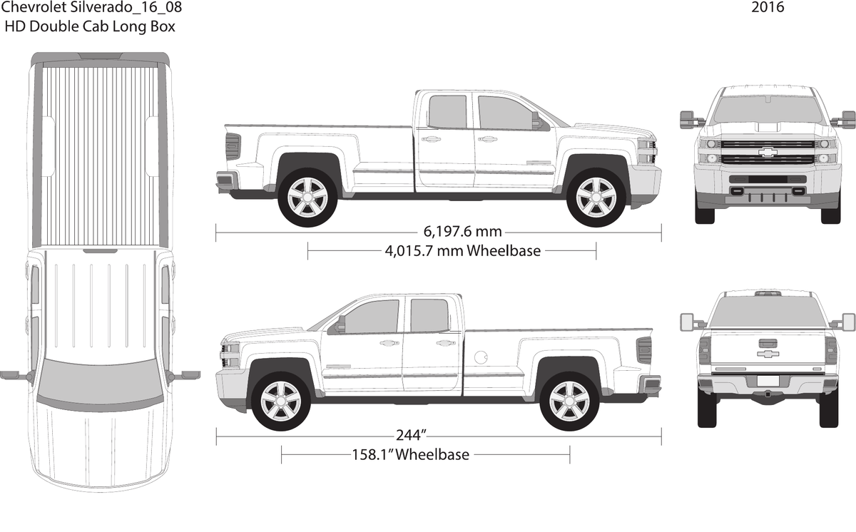 2016 Chevy Silverado 2500-3500 HD Vector Wrap Template - GravBase