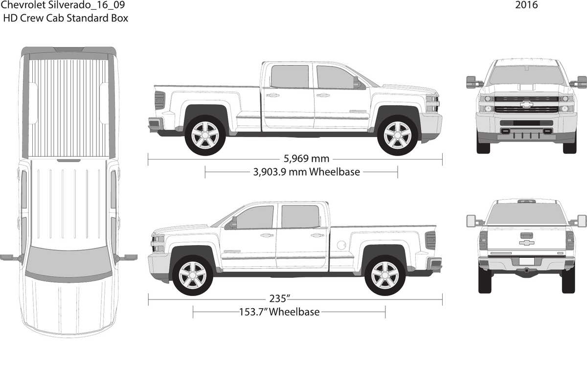 2016 Chevy Silverado 2500-3500 HD vector wrap template V09, Design-Ready PDF - GravBase