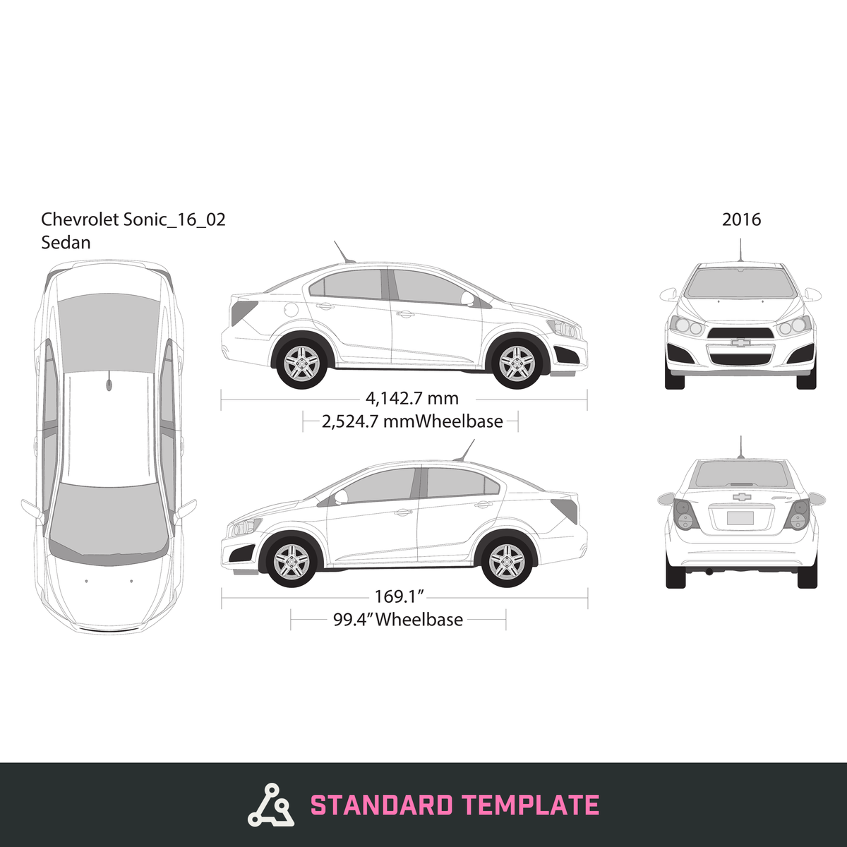 2016 Chevy Sonic vector wrap template V02, Design-Ready PDF - GravBase